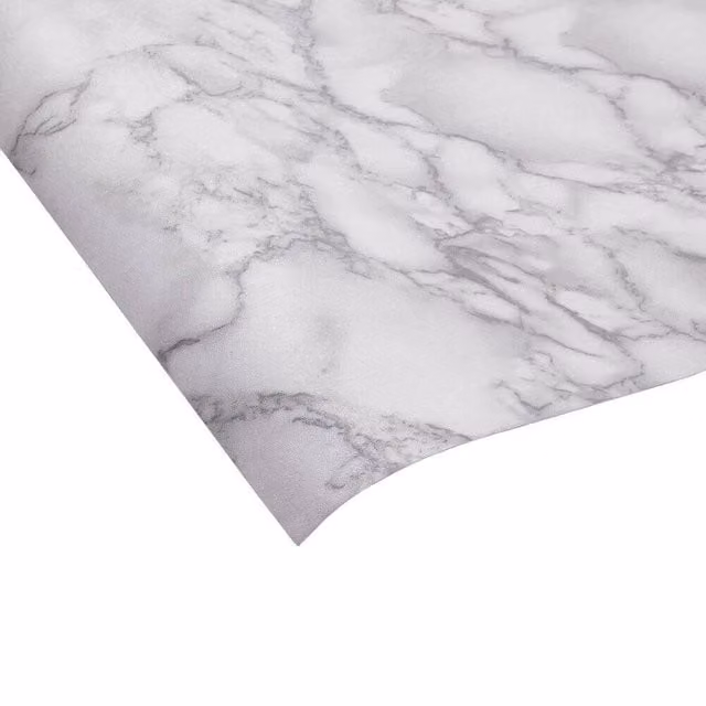 PAWNORA Waterproof Vinyl Flooring Roll in White Marble Grain Stone Look