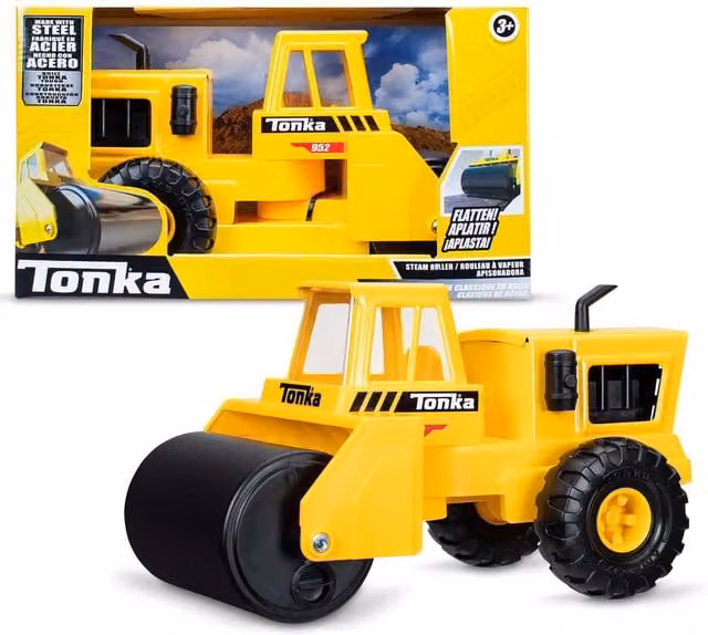 Tonka Steel Classics Metal Steam Roller Toy Vehicle for Kids, Yellow
