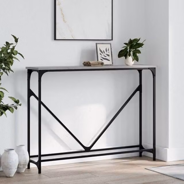 Berkfield Home Console Table in Grey Sonoma, W/D/H: 102 x 22.5 x 75 cm