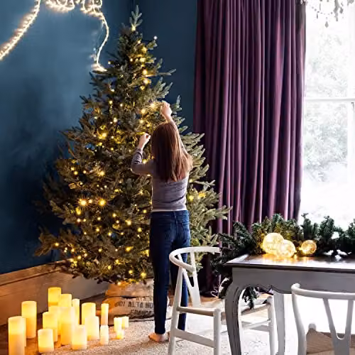 Shatchi 100 LED Warm White Christmas Fairy String Lights with Green Cable and Auto Timer – 5