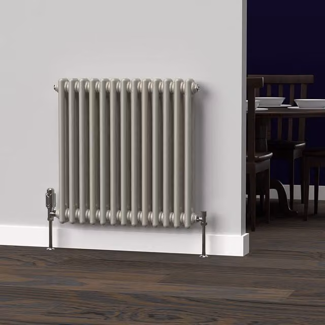 Lux Heat Horizontal Column Radiator in Dune Grey, 2 Column, W: 60.5 cm, H: 60 cm