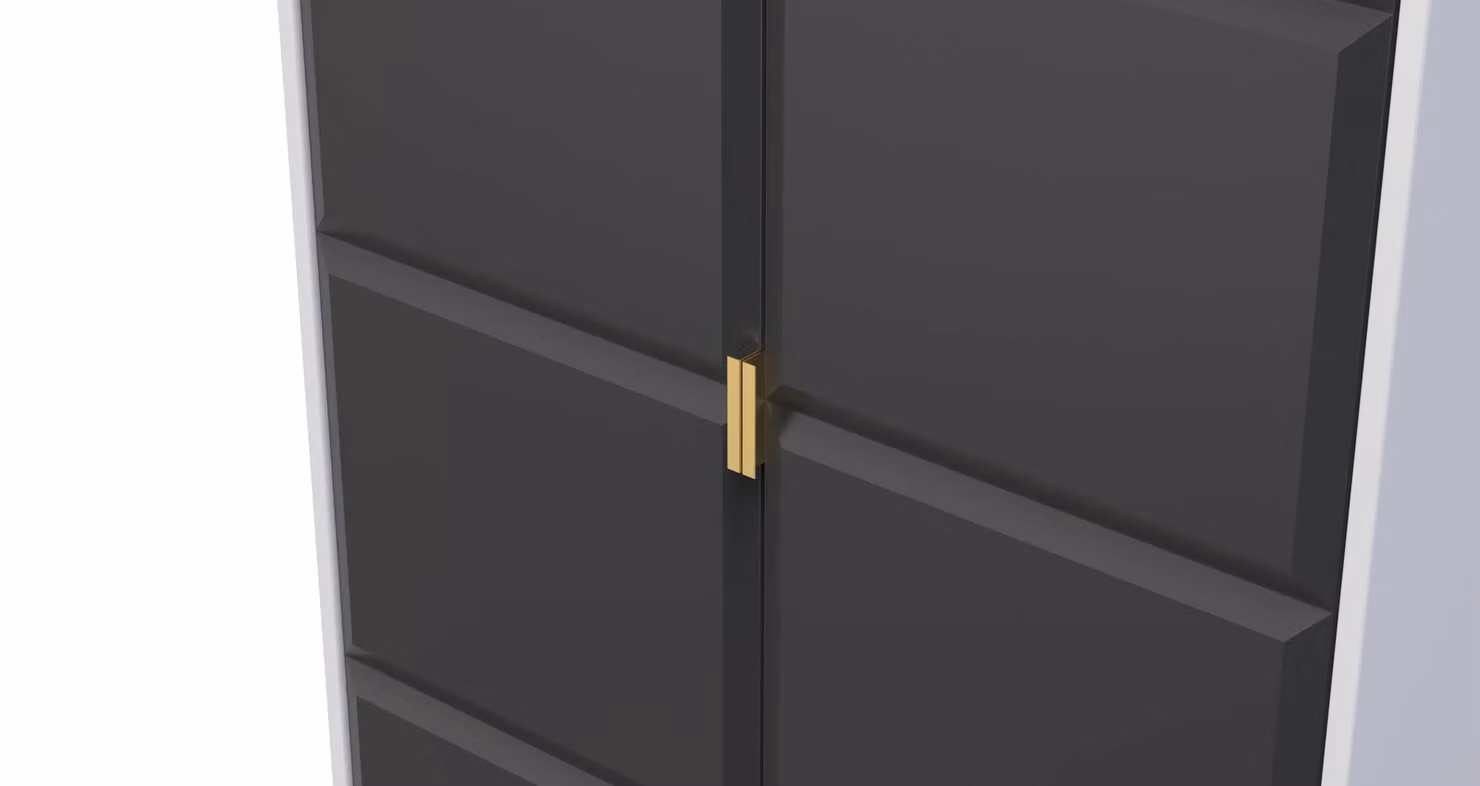 Ready Assembled 2 U Metro 2 Door Wardrobe in Matt Dark Grey with Gold Details – 3