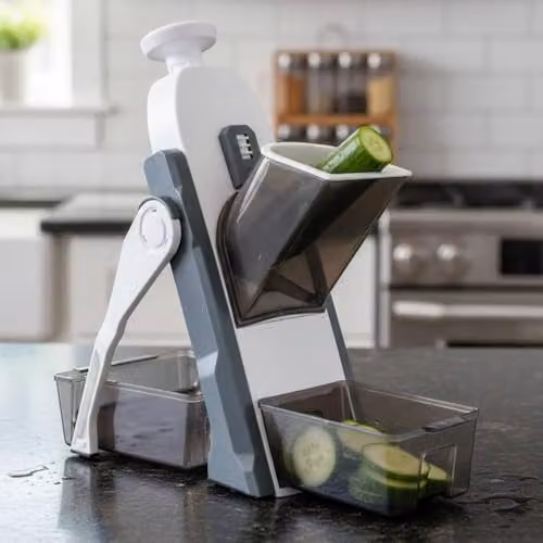 Alivio Multifunctional Spring Slicer in Grey with Stainless Steel Blades and 4 Cutting Modes