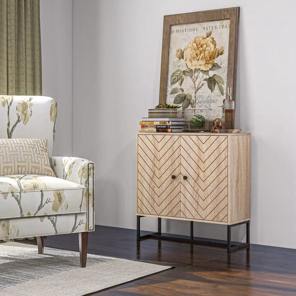 Havendro Embossed Arrow Metal Storage Cabinet in Brown with Adjustable Shelves and Hinged Doors – 2