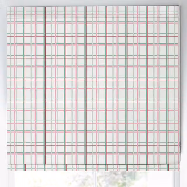 Laura Ashley Burford Check Made to Measure Blackout Roman Blind in Pink and Multicolour
