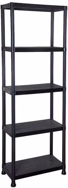 FLAVORA 5 Tier Plastic Freestanding Home Storage Shelving Unit in Black, W/D/H: 50.0 x 50.0 x 50.0 cm – 1