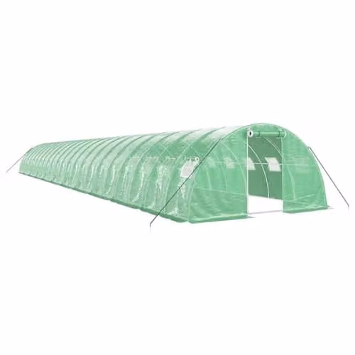 vidaXL Greenhouse with Green Steel Frame, 88 m2, W: 22 m, D: 4 m, H: 2 m