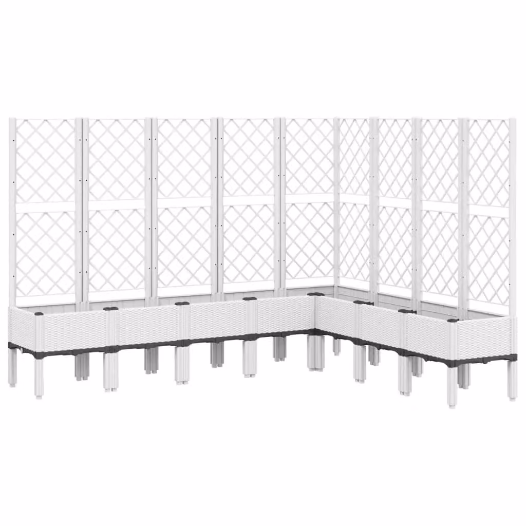 Berkfield Home Garden Planter with Trellis in White, W/D/H: 200 x 160 x 142 cm – 2