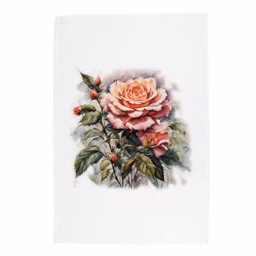 Purely Home Floral Roses Watercolour Garden Tea Towel, Pink and Multicolour, W: 67 cm, H: 45 cm