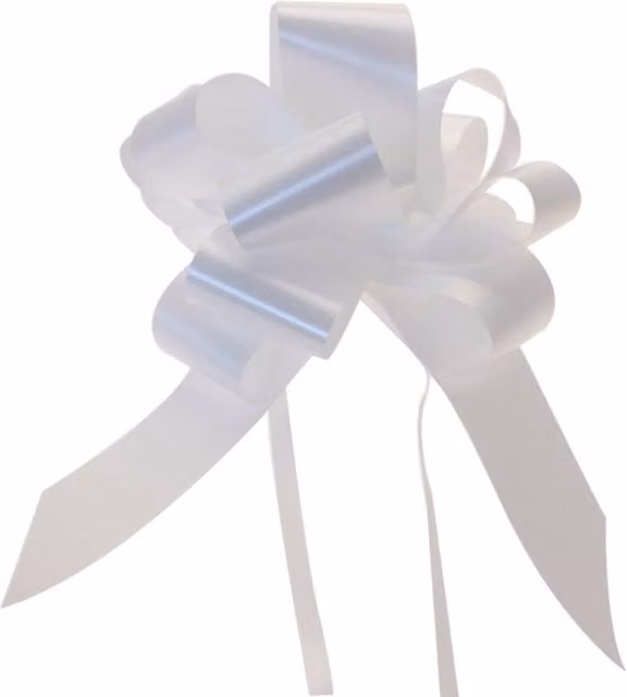 KDMD White Single Pull Bows, 50mm, 12 Pack