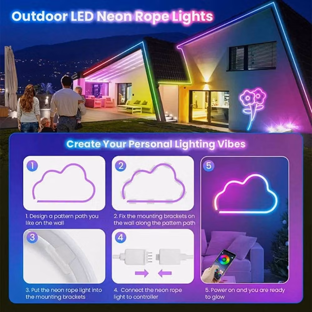 NESTLUNE RGB Multicolour Neon LED Strip Lights, 10m – 1