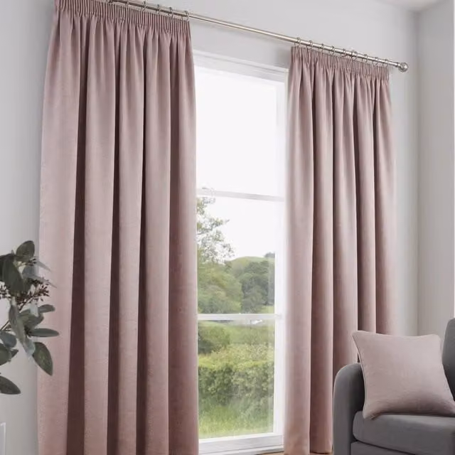 Terrys Fusion Galaxy Dimout Ready Made Pencil Pleat Curtains, Pink Star Pattern