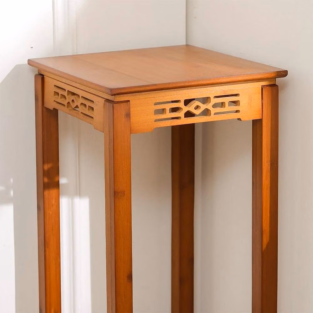 VOGREX 2 Tier Bamboo Plant Stand and Side Table in Brown, H 75 cm x W 75 cm x D 75 cm – 5
