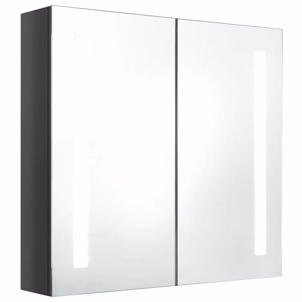 Berkfield Home LED Bathroom Mirror Cabinet in Glossy Grey, W/D/H: 62 x 14 x 60 cm – 2