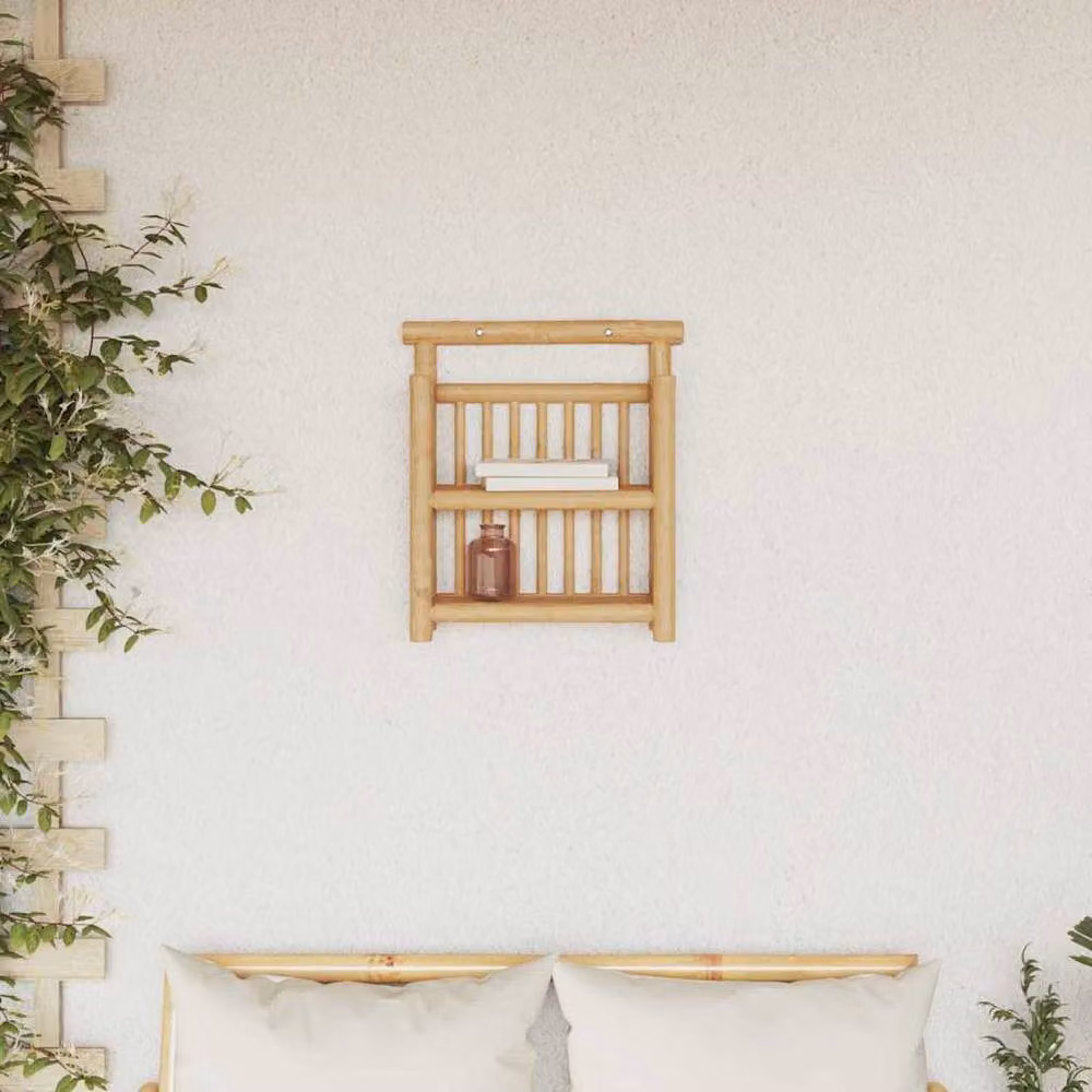 Berkfield Home Medium Bamboo Wall Mounted Shelf in Beige – 2