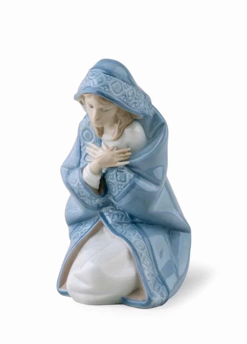 Lladró Mary Nativity Figurine II Blue Porcelain Christmas Decoration