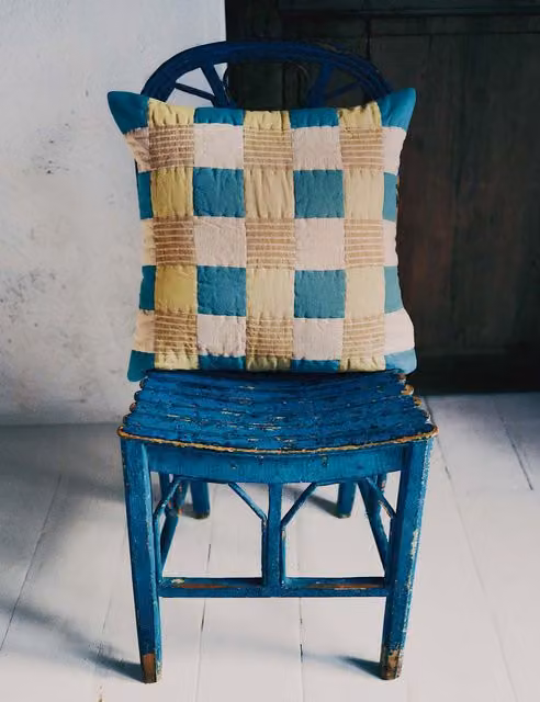 M&S Multi-coloured Striped Pure Cotton Square Quilted Patchwork Cushion