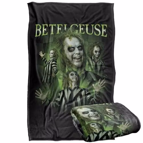 LOGOVISION Beetlejuice Beetlejuice Beetlejuice Homage Super Soft Silky Touch Fleece Throw Blanket, Multicolour, W/D/H: 91 x 147 cm