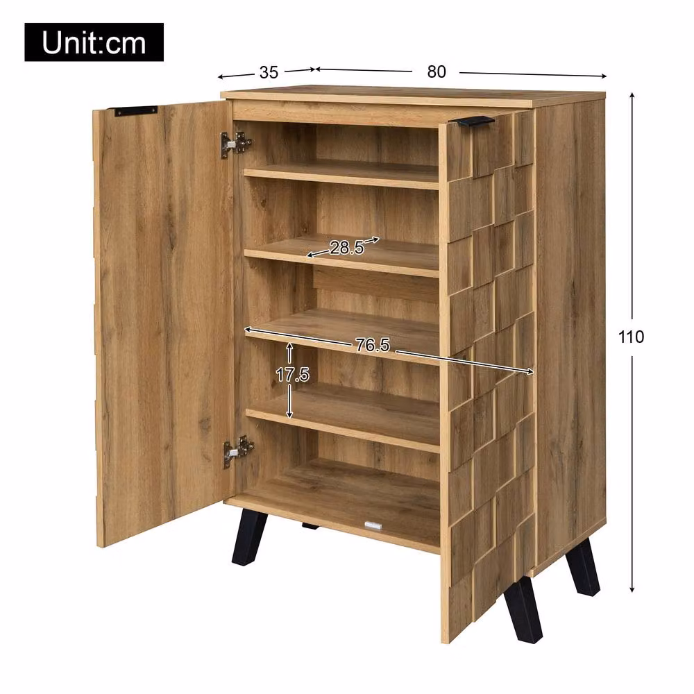 Merax Modern Shoe Cabinet with Soft-Close Hinged Doors and Internal Shelves, W/D/H: 80 x 35 x 110 cm – 2