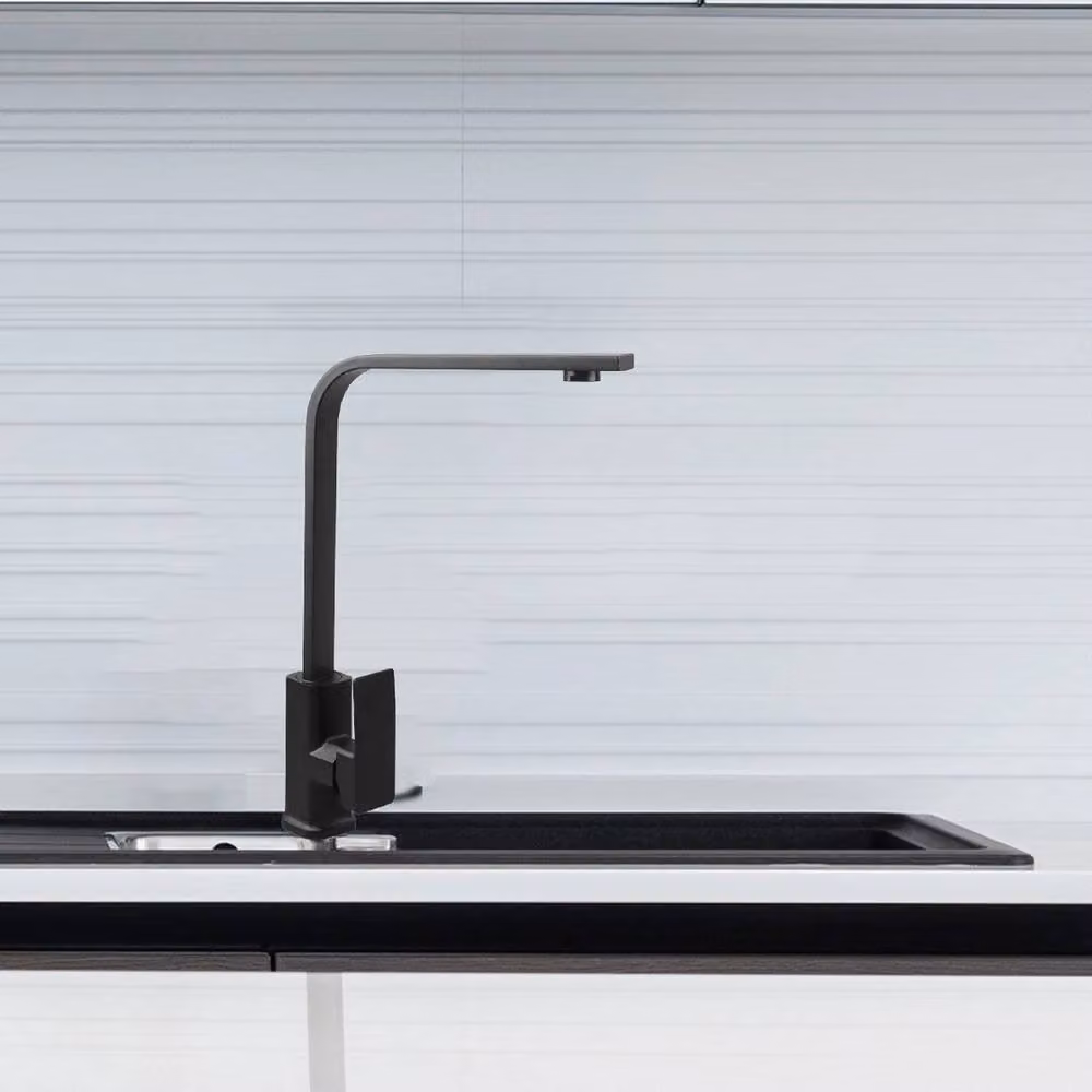 KORVIXA Matte Black Single Lever Kitchen Sink Mixer Tap with Swivel Spout – 2