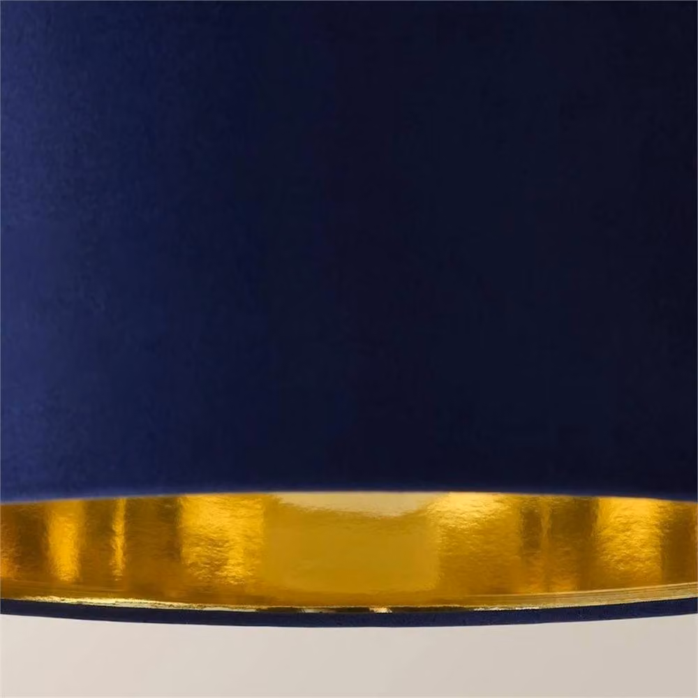 FORGEVIO Navy and Gold Fabric and Metal Cylinder Lampshade, Diameter: 35 cm – 3