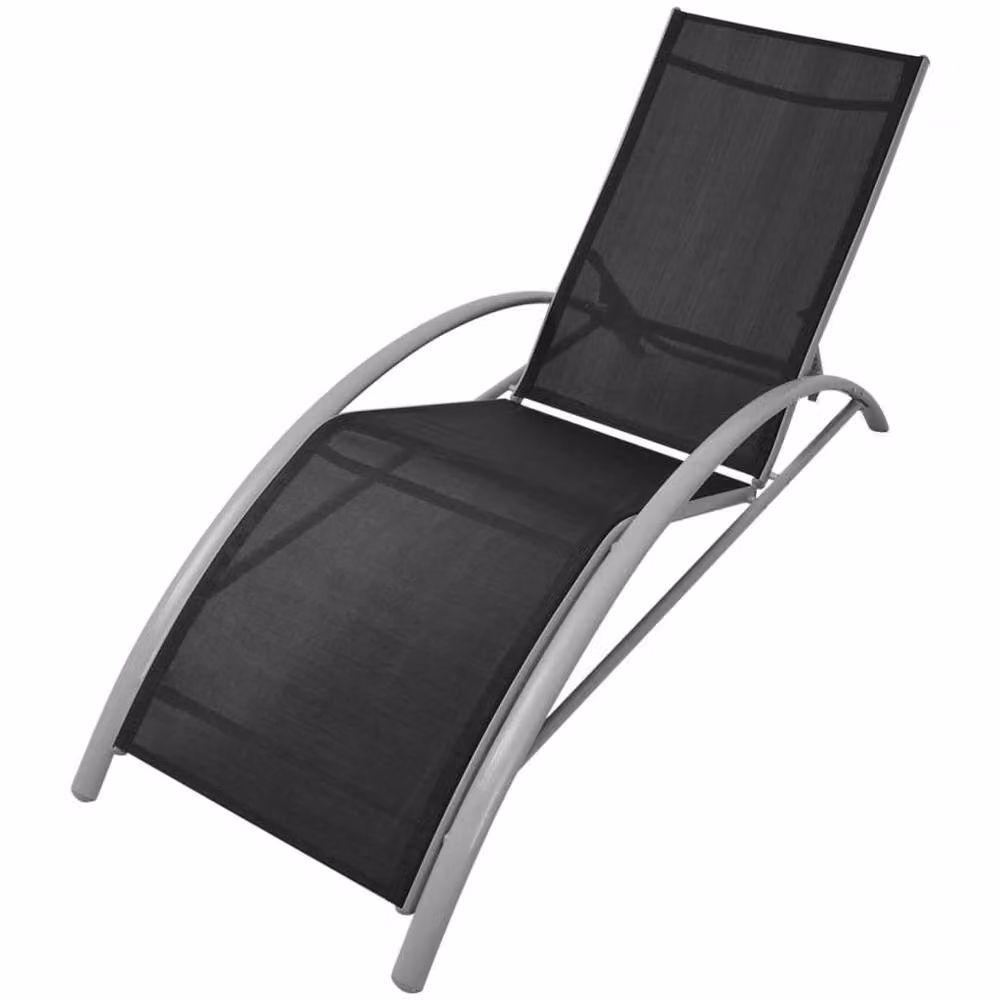 Berkfield Home Sun Loungers with Table in Black Aluminium – 3