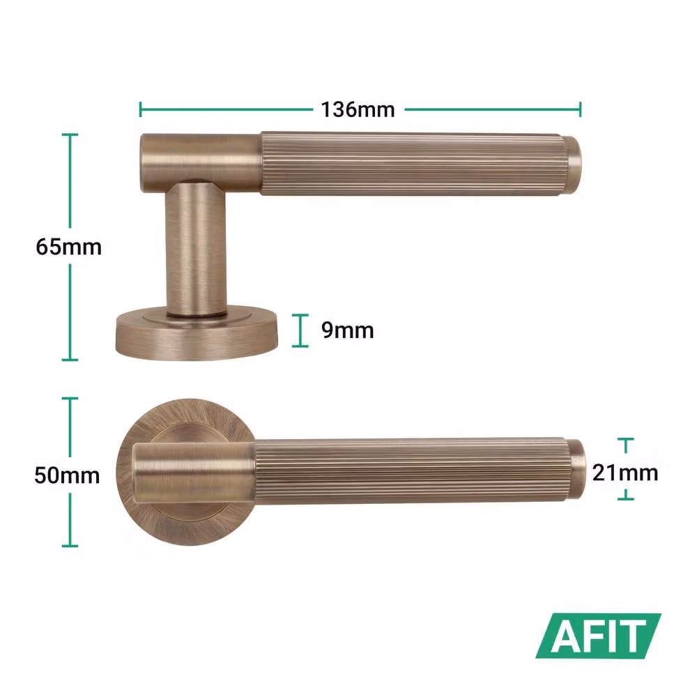 AFIT Antique Brass Internal Lever On Rose Door Handle Set, Bronze, 4 Pack – 4