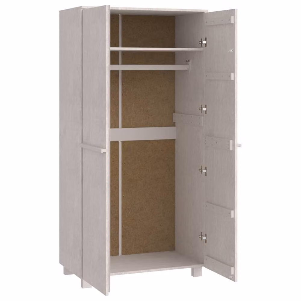 Berkfield Home HAMAR White Solid Wood Pine Wardrobe W/D/H: 89 x 50 x 180 cm – 2