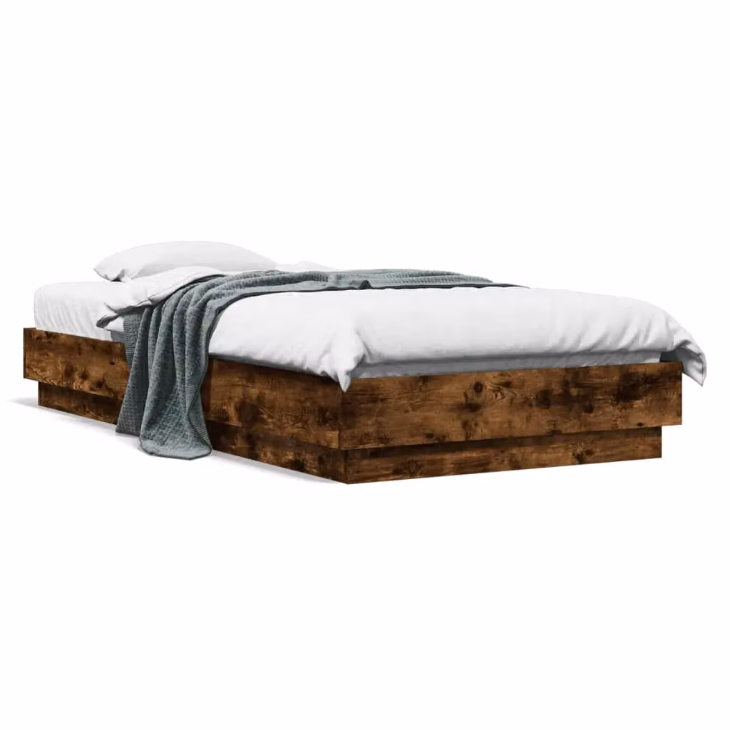 Berkfield Home Single Bed Frame in Smoked Oak Brown, W/D/H: 90 x 190 cm – 2