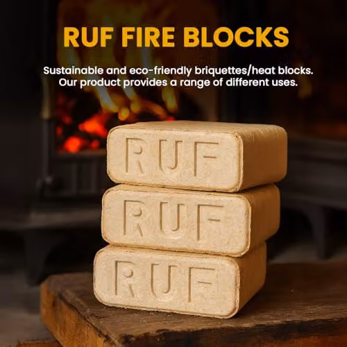 Ecoblaze RUF Fire Blocks, 24 Pack of Compressed Organic Hardwood Briquettes – 3
