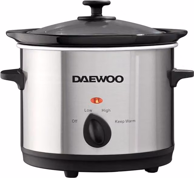 Daewoo 1.5L Stainless Steel Slow Cooker in Silver