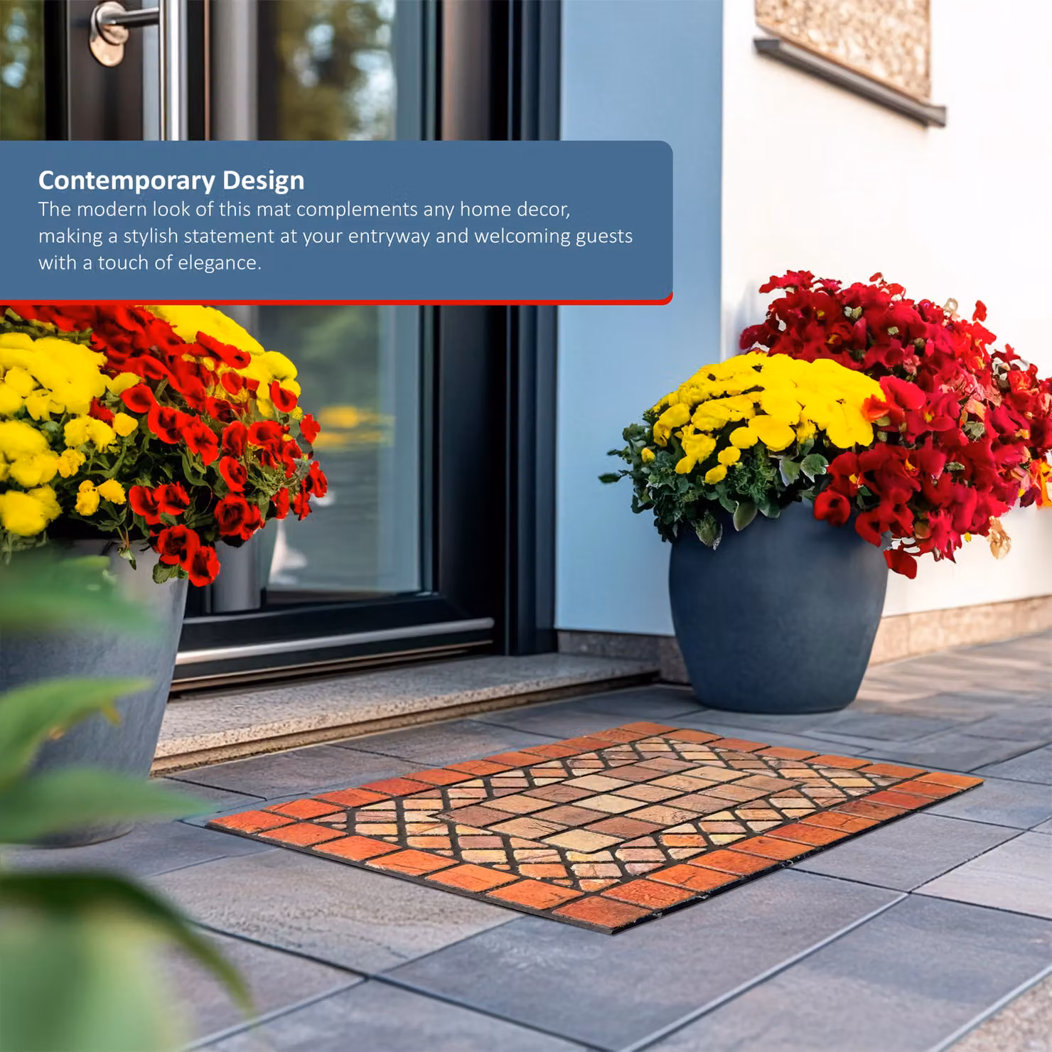Nicoman Eco-Friendly Elegant Tile Mat Barrier Doormat, Multicolour with Red Border, W/D/H: 75 x 25 x 1 cm – 3