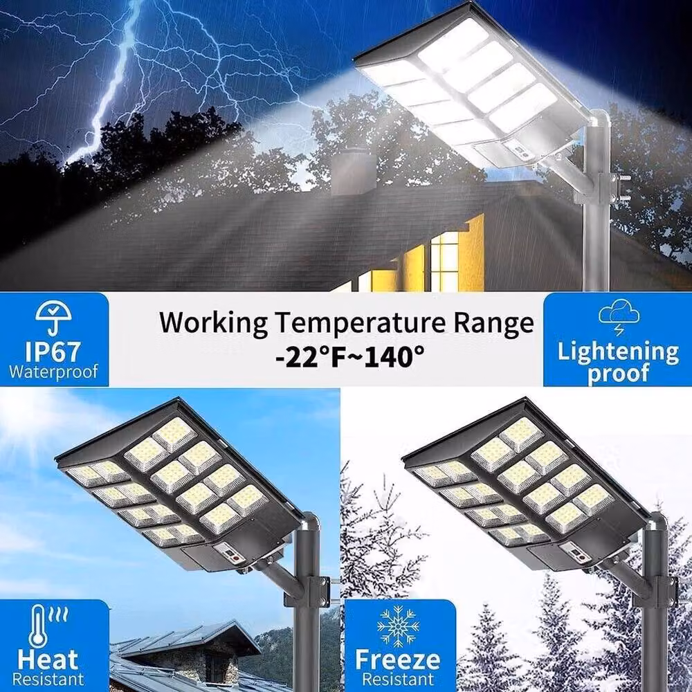 FLAVORA 6000W LED Solar Street Light with PIR Motion Sensor in Black – 5