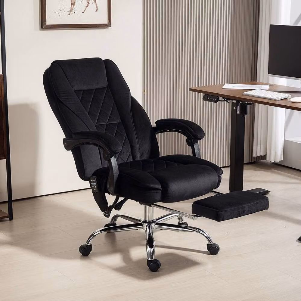 STILVORA Black Fabric Executive Massage Office Chair with Headrest and 360 Degree Swivel – 2
