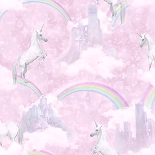Holden Decor I Believe in Unicorns Animal Typography Wallpaper, Pink