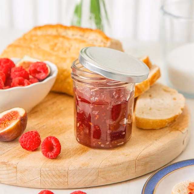 Argon Tableware Glass Jam Jars with Silver Screw Lids, 150 ml, Pack of 6