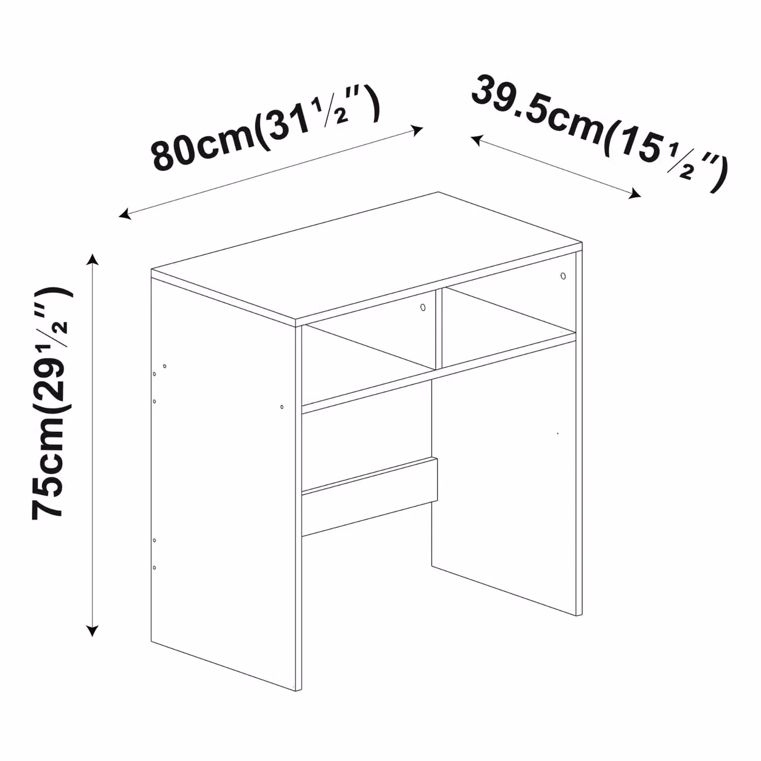 EONLION White Wood Console Table and Computer Desk W: 80 cm, D: 39.5 cm, H: 75 cm – 2