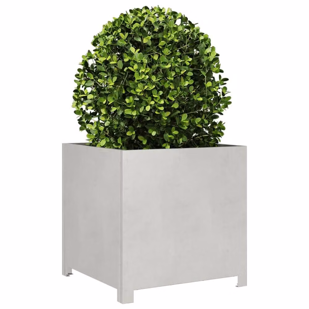 Berkfield Home Silver Stainless Steel Garden Planter Tub W/D/H: 50 x 50 x 50 cm – 3