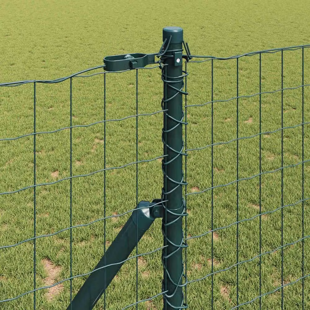 Berkfield Home Euro Fence with 7 Posts, Green Galvanised Steel, W: 10 m, H: 1.2 m – 3