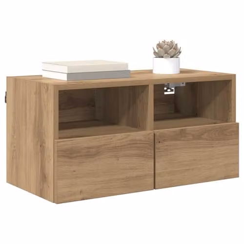 vidaXL Modern Wall-Mounted TV Cabinet in Oak Brown, W/D/H: 60 x 30 x 30 cm – 1
