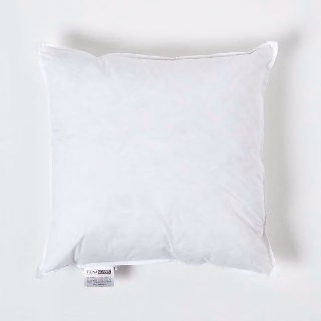 Homescapes White Duck Feather and Down Cushion Pad Insert, W/D/H: 40 x 40 x 40 cm
