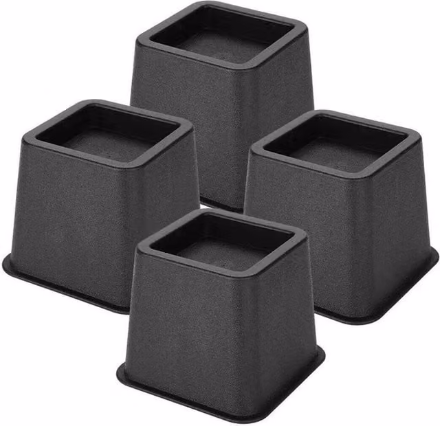 NESTLUNE 4 Pack Square Chair and Bed Risers Elephant Feet in Black