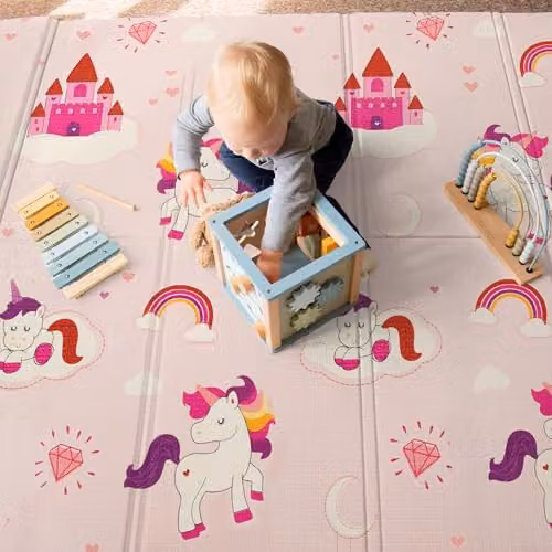 KandyToys Foldable Pink Foam Baby Play Mat, W/D: 120 x 90 cm – 2