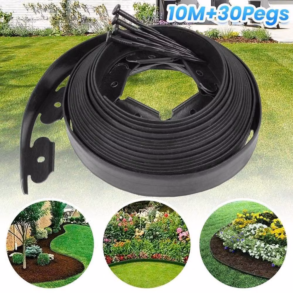 NESTLUNE Flexible Garden Border Grass Lawn Path, Black, W/D/H: 100 x 15 cm – 4