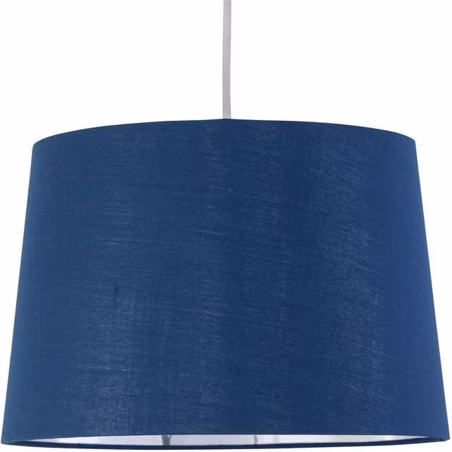 First Choice Lighting Zoey Easy Fit Cylinder Pendant Lamp Shade in Blue and Silver, Diameter: 28 cm