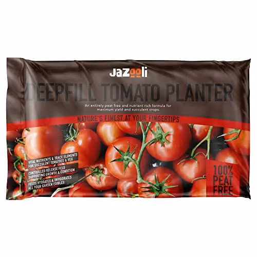 Jazooli 56L Tomato Planter Grow Bag, Brown, Nutrient Enriched Peat Free Compost with 8 Week Feed