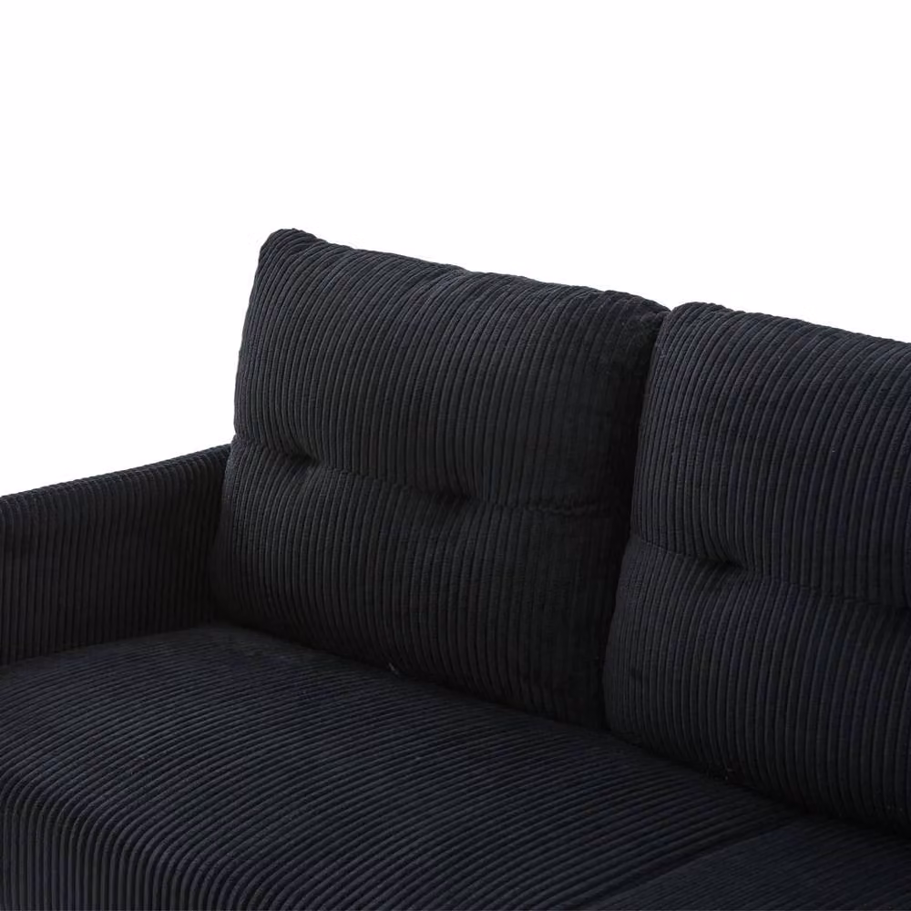 HomeTouch Modern 3 Seater Click Clack Sofa Bed in Black with Side Pockets and Armrests W/D/H: 171 x 80 x 57 cm – 6