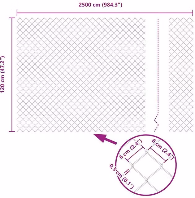 Berkfield Home Green Steel Chain Link Fence, H: 1.2 m x L: 25 m