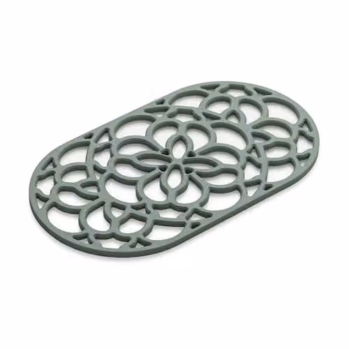 Zeal Large Oval Silicone Non-Slip Trivet Mat in Green, W/D: 32 x 18 cm