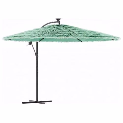 vidaXL Garden Parasol with Steel Pole and Polyester Canopy, Green, W: 290 cm, D: 290 cm, H: 238 cm – 1